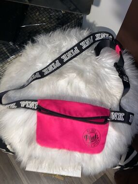 PINK Hot Pink fanny pack Bag with Logo Strap
